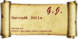 Gercsák Júlia névjegykártya